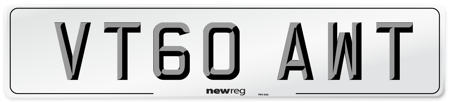 VT60 AWT Number Plate from New Reg